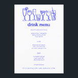 Cocktails Doodle Sketch Modern CUSTOM Drink Menu<br><div class="desc">Use these fun whimsical menu cards for your wedding, engagement party, bridal shower or other event. Hand drawn by me for you. Fully editable, add your own text or background colour. Click "personalise" to edit the text and "edit design" to change fonts, colours and add text. Change the paper type...</div>