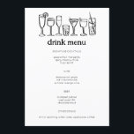 Cocktails Doodle Sketch Modern CUSTOM Drink Menu<br><div class="desc">Use these fun whimsical menu cards for your wedding, engagement party, bridal shower or other event. Hand drawn by me for you. Fully editable, add your own text or background colour. Click "personalise" to edit the text and "edit design" to change fonts, colours and add text. Change the paper type...</div>