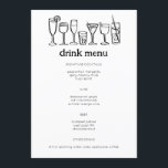 Cocktails Doodle Sketch Modern CUSTOM Drink Menu<br><div class="desc">Use these fun whimsical menu cards for your wedding, engagement party, bridal shower or other event. Hand drawn by me for you. Fully editable, add your own text or background colour. Click "personalise" to edit the text and "edit design" to change fonts, colours and add text. Change the paper type...</div>