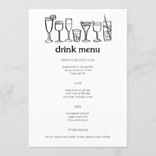 Cocktails Doodle Sketch Modern CUSTOM Drink Menu