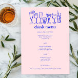 Cocktails Doodle Sketch Modern CUSTOM Drink Menu<br><div class="desc">Use these fun whimsical menu cards for your wedding, engagement party, bridal shower or other event. Hand drawn by me for you. Fully editable, add your own text or background colour. Click "personalise" to edit the text and "edit design" to change fonts, colours and add text. Change the paper type...</div>