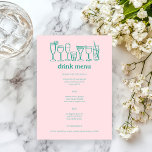Cocktails Doodle Sketch Modern CUSTOM Drink Menu<br><div class="desc">Use these fun whimsical menu cards for your wedding, engagement party, bridal shower or other event. Hand drawn by me for you. Fully editable, add your own text or background colour. Click "personalise" to edit the text and "edit design" to change fonts, colours and add text. Change the paper type...</div>