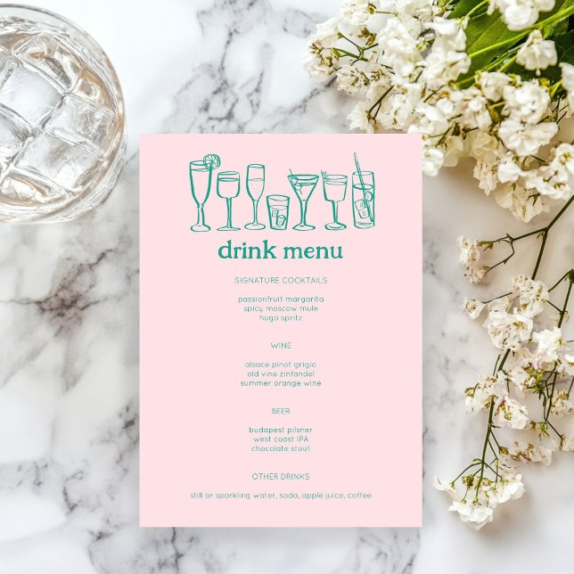 Cocktails Doodle Sketch Modern CUSTOM Drink Menu (Cocktails Doodle Sketch Modern CUSTOM Drink Menu
)