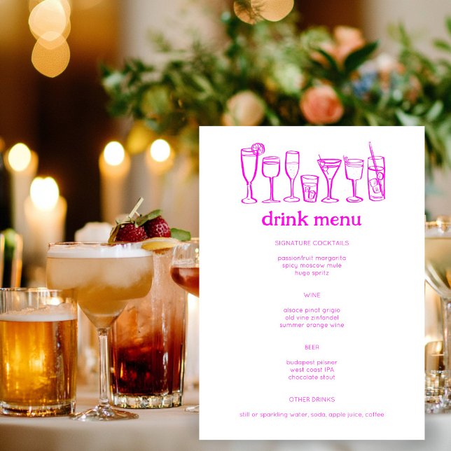 Cocktails Doodle Sketch Modern CUSTOM Drink Menu (Cocktails Doodle Sketch Modern CUSTOM Drink Menu
)