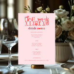 Cocktails Doodle Sketch Modern CUSTOM Drink Menu<br><div class="desc">Use these fun whimsical menu cards for your wedding, engagement party, bridal shower or other event. Hand drawn by me for you. Fully editable, add your own text or background colour. Click "personalise" to edit the text and "edit design" to change fonts, colours and add text. Change the paper type...</div>