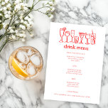 Cocktails Doodle Sketch Modern CUSTOM Drink Menu<br><div class="desc">Use these fun whimsical menu cards for your wedding, engagement party, bridal shower or other event. Hand drawn by me for you. Fully editable, add your own text or background colour. Click "personalise" to edit the text and "edit design" to change fonts, colours and add text. Change the paper type...</div>