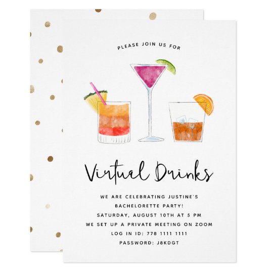 Cocktails Drinks Virtual Party Invitation | Zazzle.co.uk