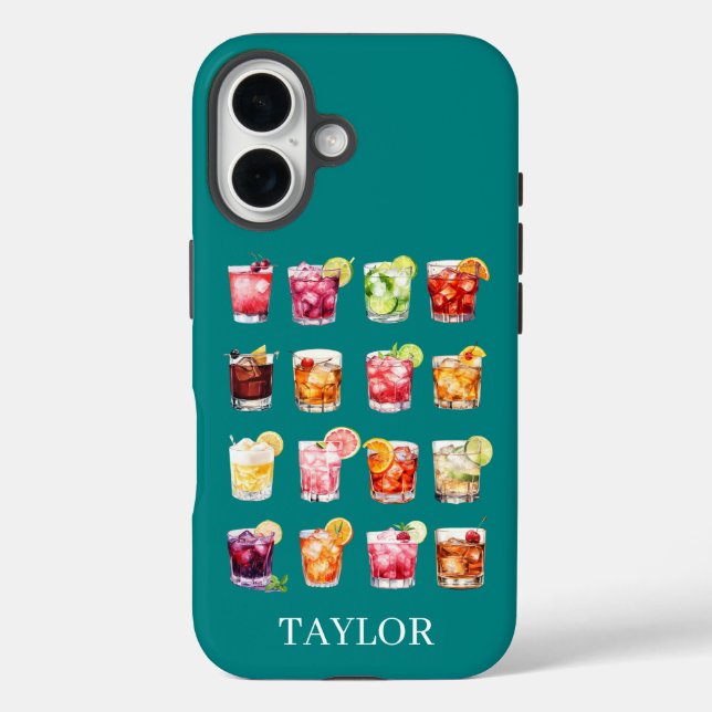 Cocktails Galore Monogrammed Case-Mate iPhone Case (Back)