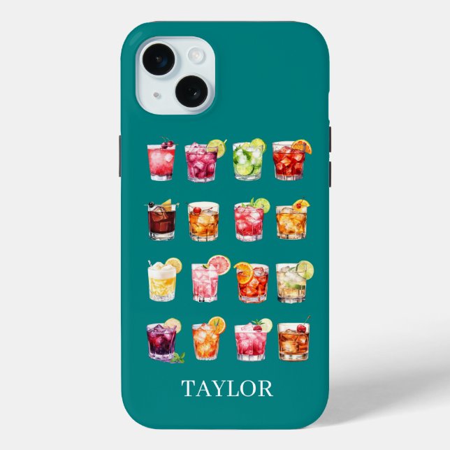 Cocktails Galore Monogrammed  Case-Mate iPhone Case (Back)