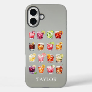 Cocktails Galore Monogrammed iPhone 16 Plus Case
