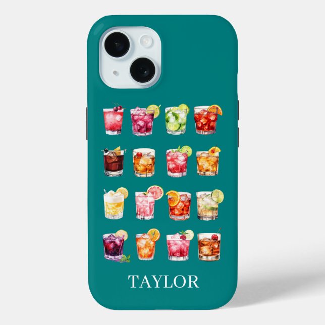 Cocktails Galore Monogrammed Case-Mate iPhone Case (Back)