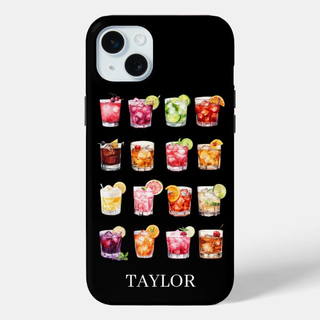Cocktails Galore Monogrammed  Case-Mate iPhone Case (Back)