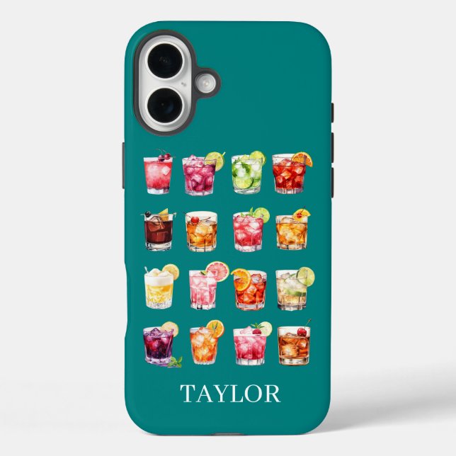 Cocktails Galore Monogrammed Case-Mate iPhone Case (Back)