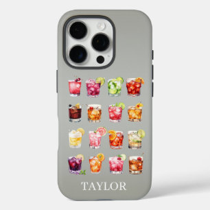 Cocktails Galore Monogrammed iPhone 16 Pro Case