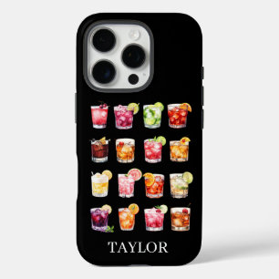 Cocktails Galore Monogrammed iPhone 16 Pro Case