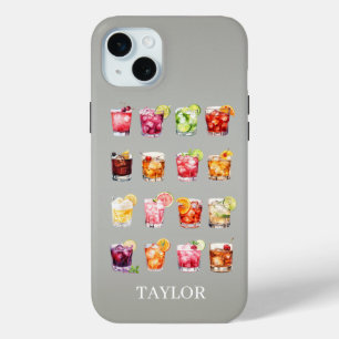 Cocktails Galore Monogrammed iPhone 15 Mini Case