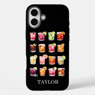 Cocktails Galore Monogrammed iPhone 16 Plus Case