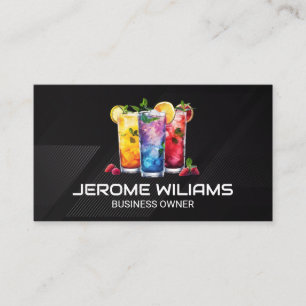 Cocktails Geometric Modern Stripe Line Business Card