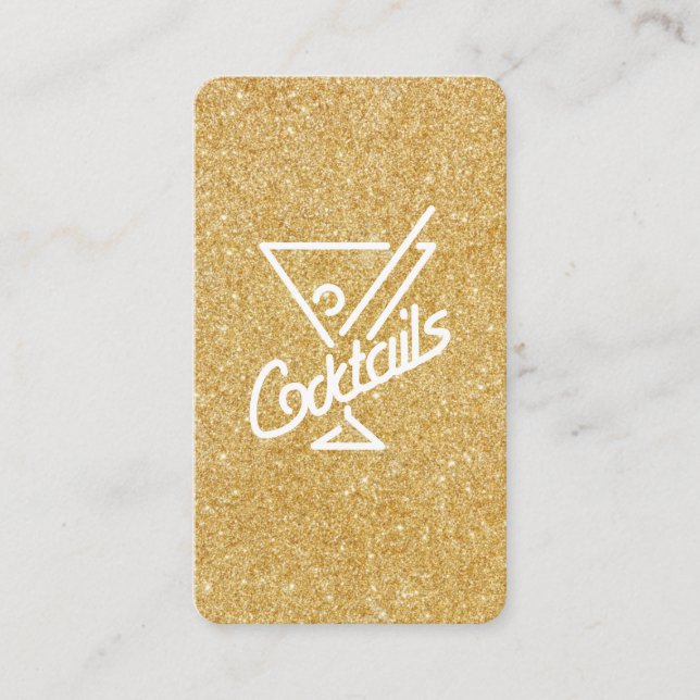 Cocktails / Glamour Gold Glitter Business Card (Front)