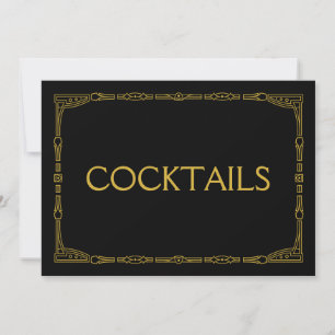 "Cocktails" Gold Art Deco Style Wedding Sign