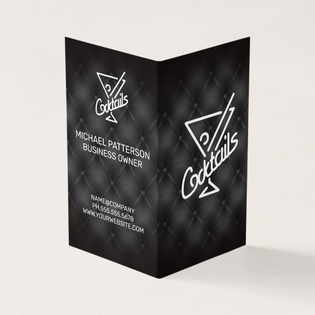 Cocktails Icon | Bar and Restaurant Upholstery Business Card (Outside)