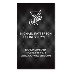 Cocktails Icon   Bar and Restaurant Upholstery Magnetic Business Card