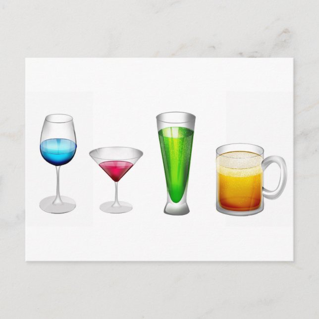 Cocktails in bright colours postcard (Front)
