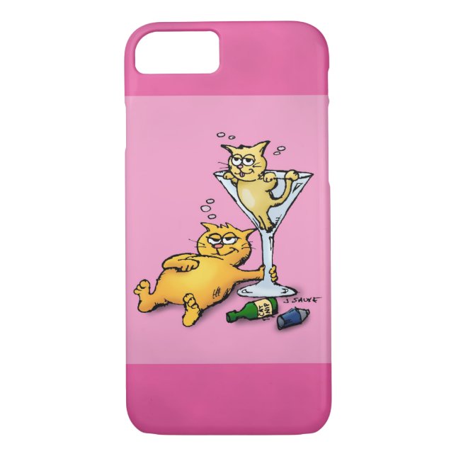 Cocktails & Kitten Pink Cartoon iPhone5 Case (Back)