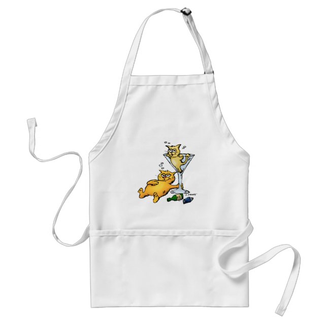 Cocktails & Kittens Cartoon Apron (Front)