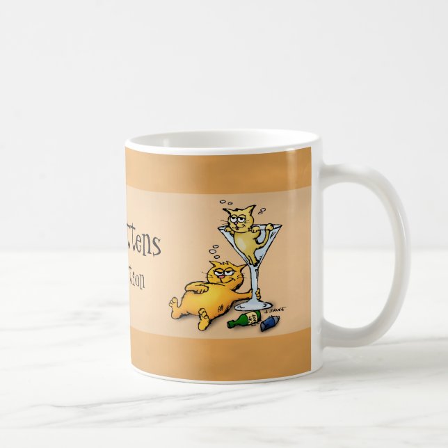 Cocktails & Kittens Gold Cartoon Mug (Right)