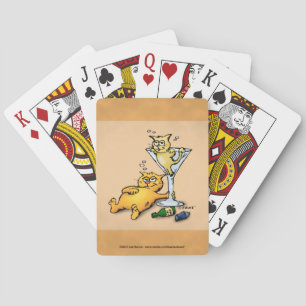 Cocktails & Kittens Gold Cartoon Playing Cards
