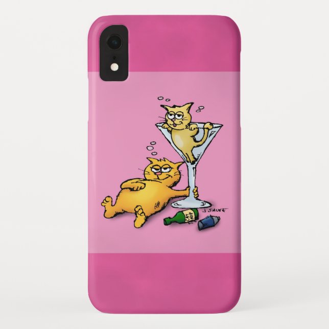 Cocktails & KIttens Pink Cartoon Case-Mate iPhone Case (Back)