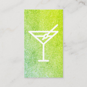 Cocktails Martini Glamour Green Glitter Business Card