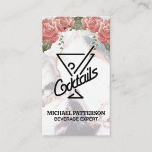 Cocktails Martini Logo   Marble and Roses Business Card