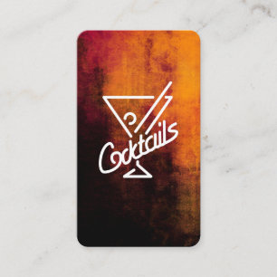 Cocktails Martini   Orange Black Texture Business Card