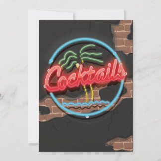 Cocktails Nightclub Neon Invitation