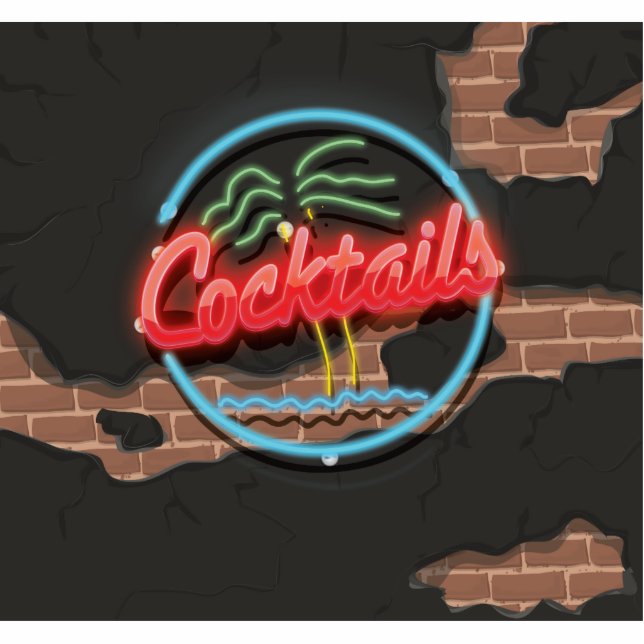 Cocktails Nightclub Neon Photo Sculpture Magnet (Front)