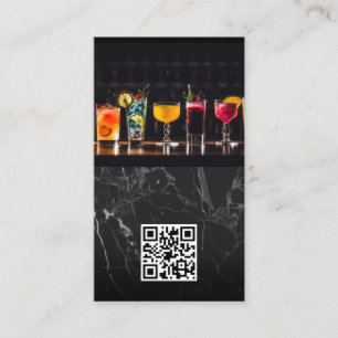 Cocktails on the Bar Top QR Code Business Card