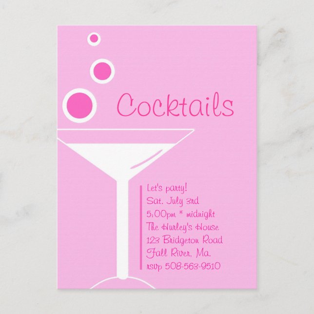 Cocktails Party Invitation Postcard (Front)