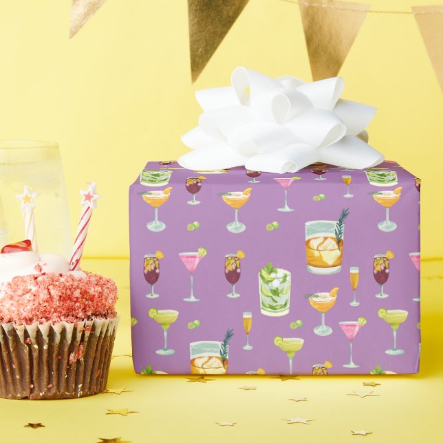 Cocktails Pattern Wrapping Paper (Birthday Party)