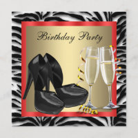 Cocktails Red High Heel Shoes Red Zebra Birthday