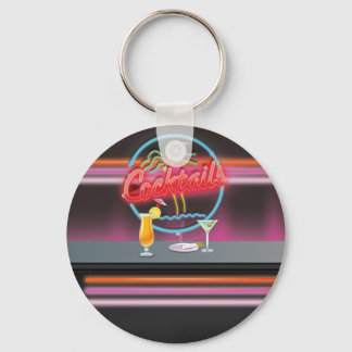 Cocktails retro night club key ring