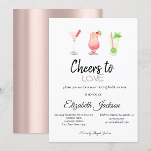 Cocktails Rose Gold Summer Bridal Shower  Invitation