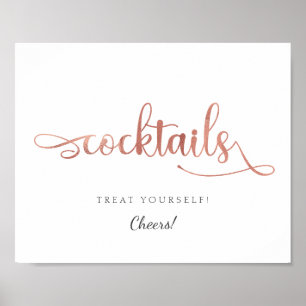 "Cocktails" Rose Gold Wedding Sign