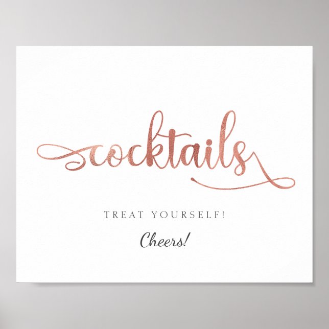 "Cocktails" Rose Gold Wedding Sign (Front)