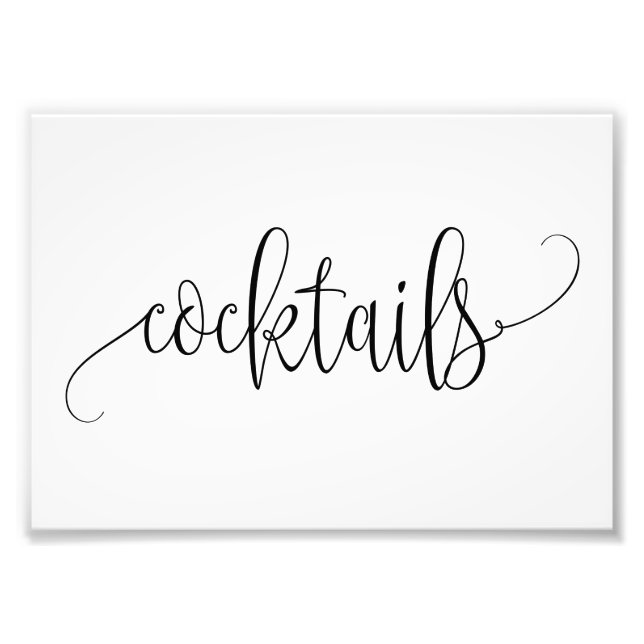 Cocktails Sign Choose Your Size Lovely Calligraphy (Front)