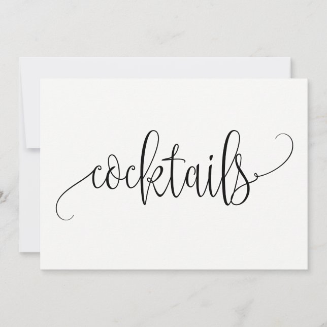 Cocktails Sign - Lovely Calligraphy Invitation (Front)