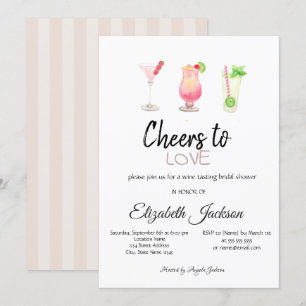Cocktails Summer Striped Bridal Shower   Invitation