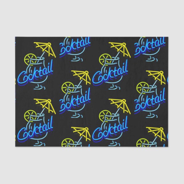 Cocktails Umbrella Drink Neon Sign Tissue Paper (Front)