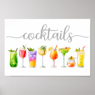 Cocktails Watercolor Bar Decor